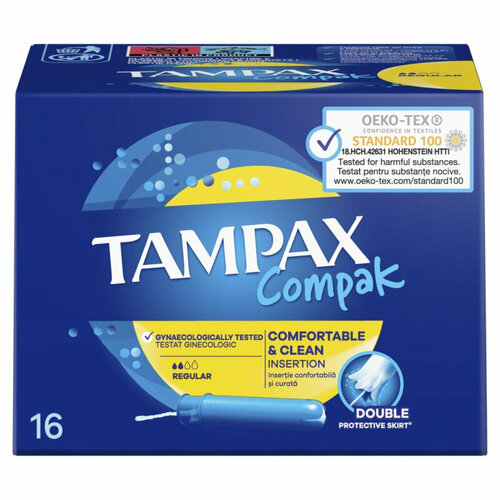 Тампоны женские гигиенические TAMPAX Compakс Regular Duo 16шт/уп tampax тампоны compak regular 16 шт