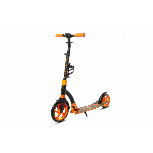 Самокат 00-180022 алюминиевый с передним аммортизатором 230+180мм подшипники ABEC-9 до 100кг, новый широкий руль, черно-оранжевый COD-X 4.0