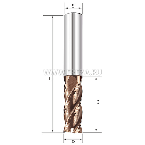 Фреза спиральная по стали Z4 D=4x11x50 S=4 Rotis 143.0411504SL