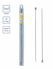 Спицы прямые для вязания МКР Gamma, металлические, диаметр: 4.5 мм, длина: 35 см