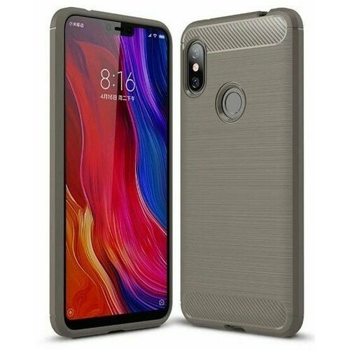 Накладка силиконовая для Xiaomi Redmi Note 6 / Xiaomi Redmi Note 6 Pro карбон сталь серая силикон xiaomi note 6 pudding