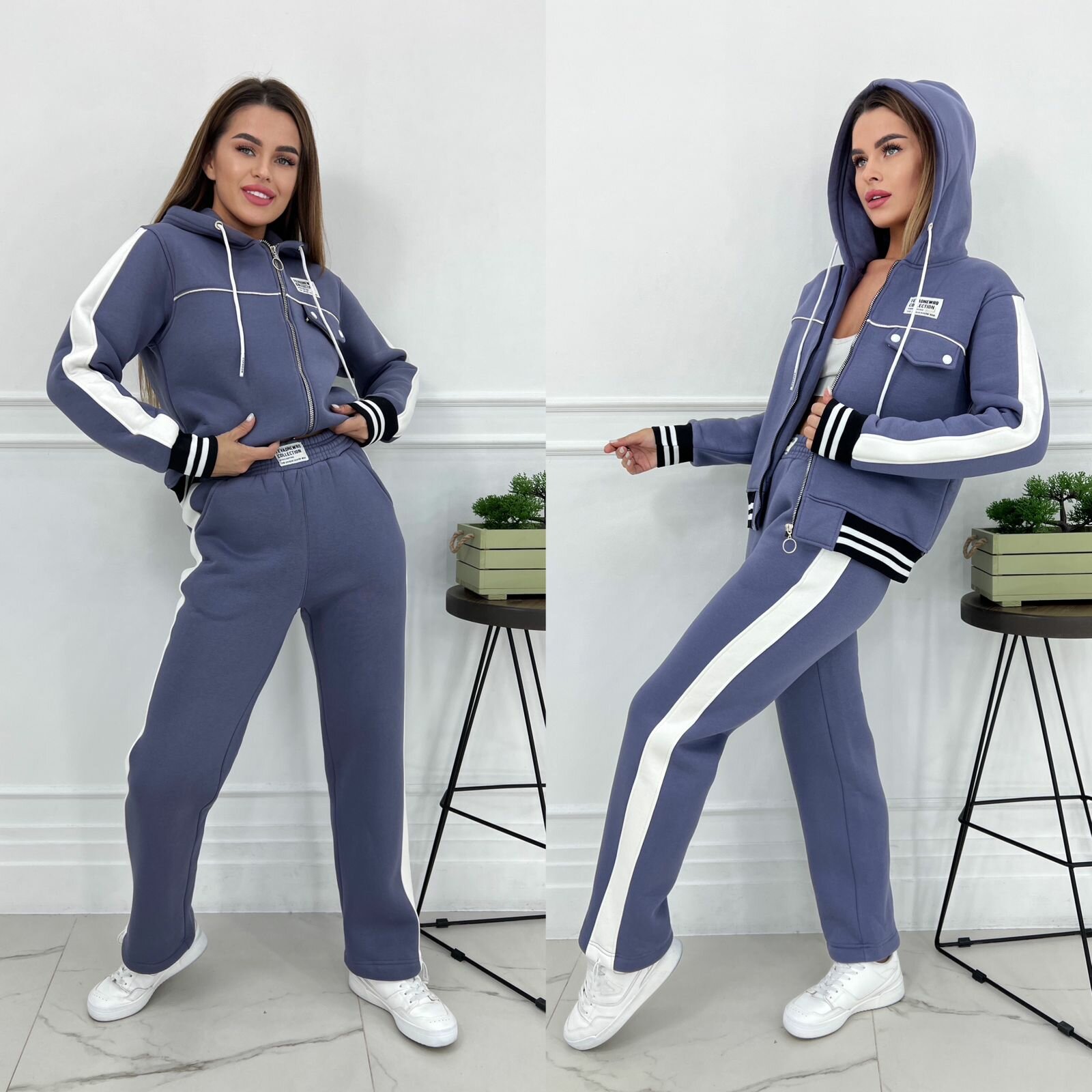 Спортивные штаны женские на флисе на манжете
