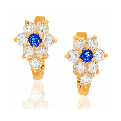 Серьги РОСТЗОЛОТО, красное золото, 585 проба, фианит, золотой, красный