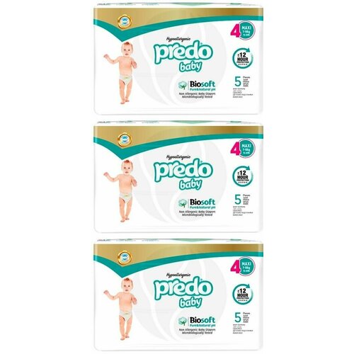 Predo Baby Подгузники для детей 4 (7-18 кг) 5 шт, 3 уп.