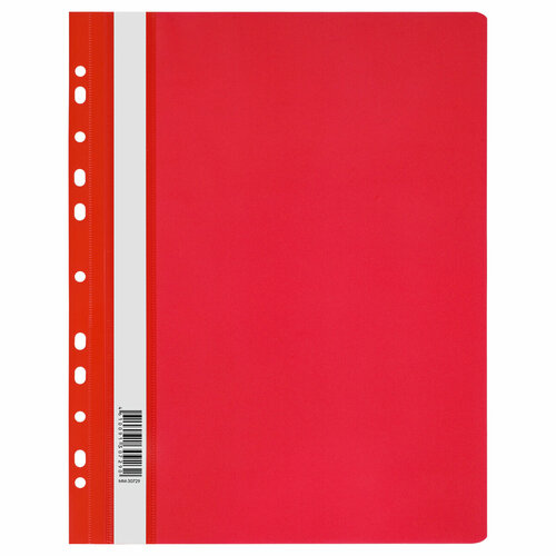 Папка-скоросшиватель пластик. перф. СТАММ А4, 120мкм, красная с прозр. верхом, 10 штук
