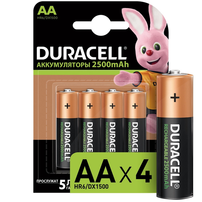 Duracell Аккумулятор DURACELL АА/HR6/4BL 2500mAh предзаряженные