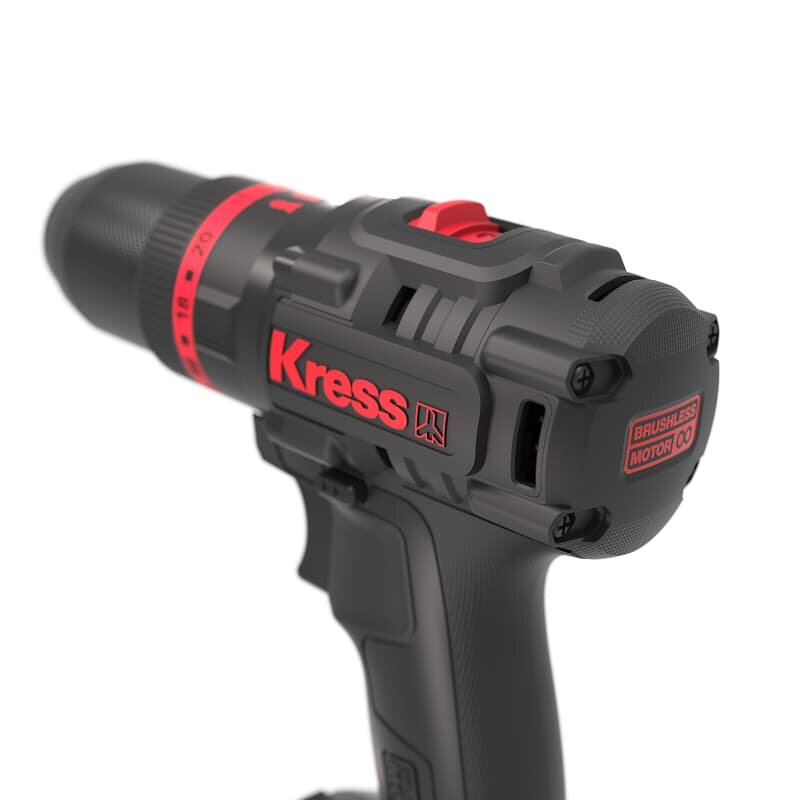 Дрель-шуруповерт аккумуляторная ударная бесщеточная KRESS KUC30.1, 20В, 60Нм, 2Ач x2, ЗУ 2А, сумка - фото №2