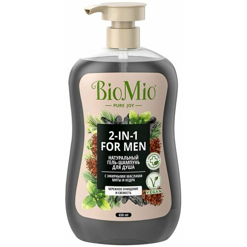 Гель-шампунь для душа BioMio Bio Shower Body&Hair Gel Мята и кедр 650мл х 3шт гели для душа bio mio натуральный гель шампунь для душа для мужчин с эфирными маслами мяты и кедра bio shower for men 2 in 1