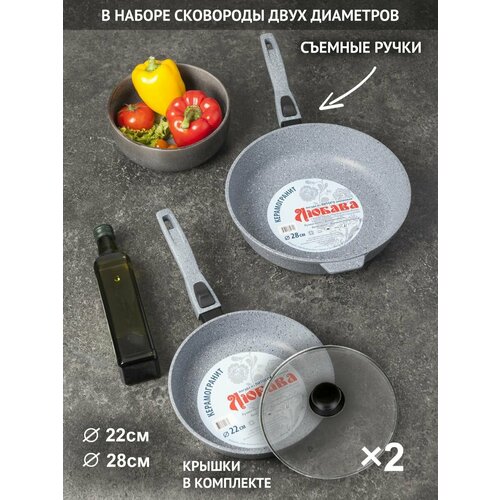 Набор сковородок с крышками