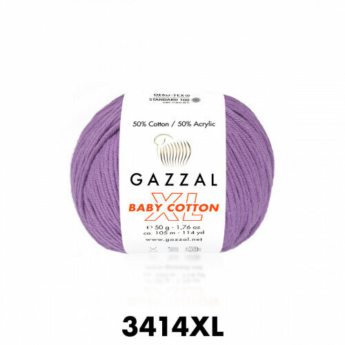 Пряжа Baby Cotton XL Gazzal (3414), 50 г, 105м, 50% хлопок, 50% акрил (2 шт.)