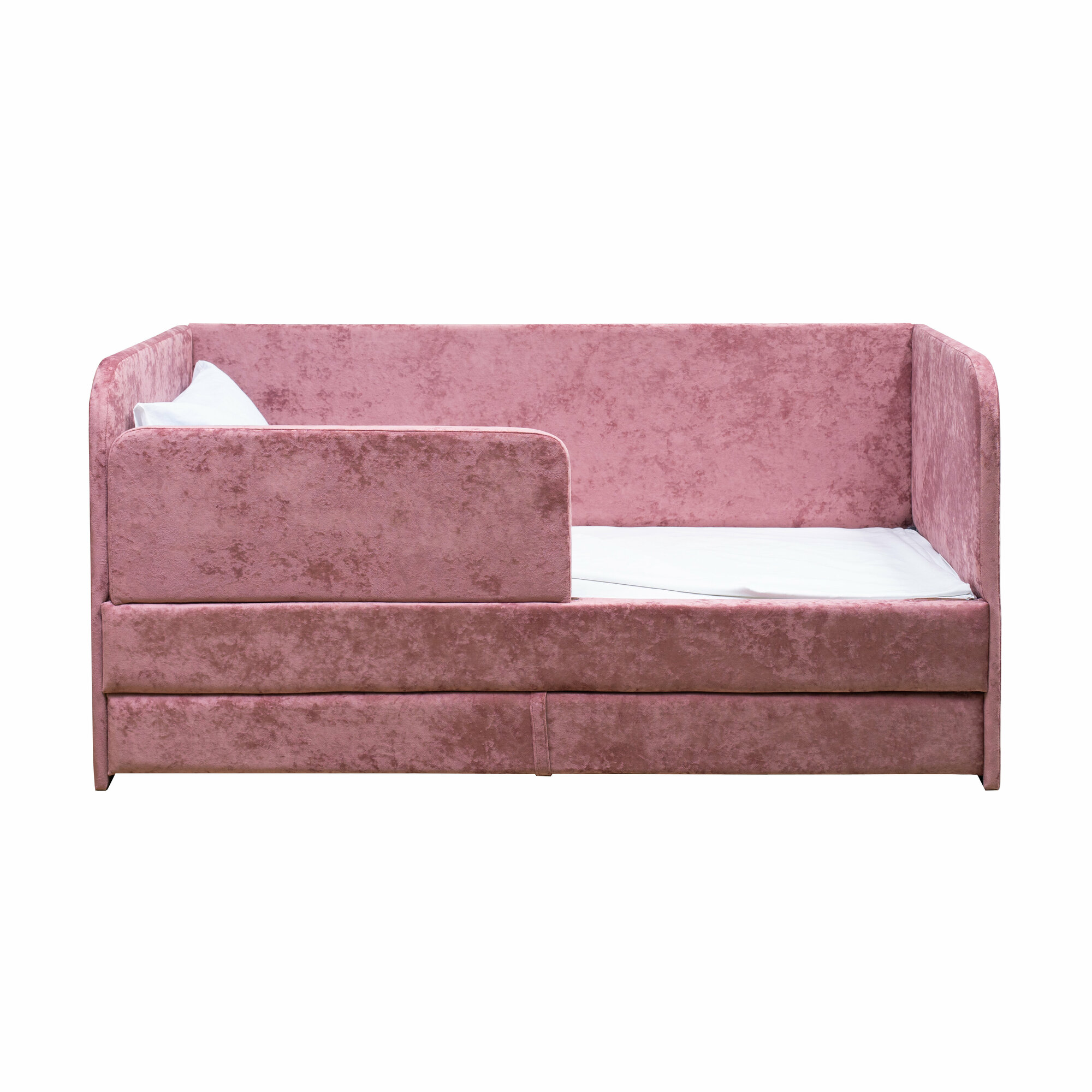 Кровать-диван "Непоседа" розовая 180х90 см, 2 спальных места, с ящиком, защитным бортиком