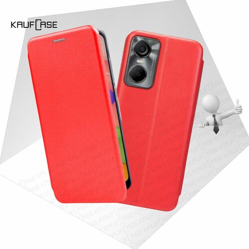 Чехол книжка KaufCase для телефона Tecno Pop 6 Pro (BE8) (6.56), красный. Трансфомер чехол книжка kaufcase для телефона tecno pop 6 pro be8 6 56 темно зеленый трансфомер