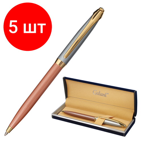 Комплект 5 шт Ручка подарочная шариковая GALANT DECORO ROSE корпус хромрозовый детали золотистые узел 07 мм синяя 143505 9196₽