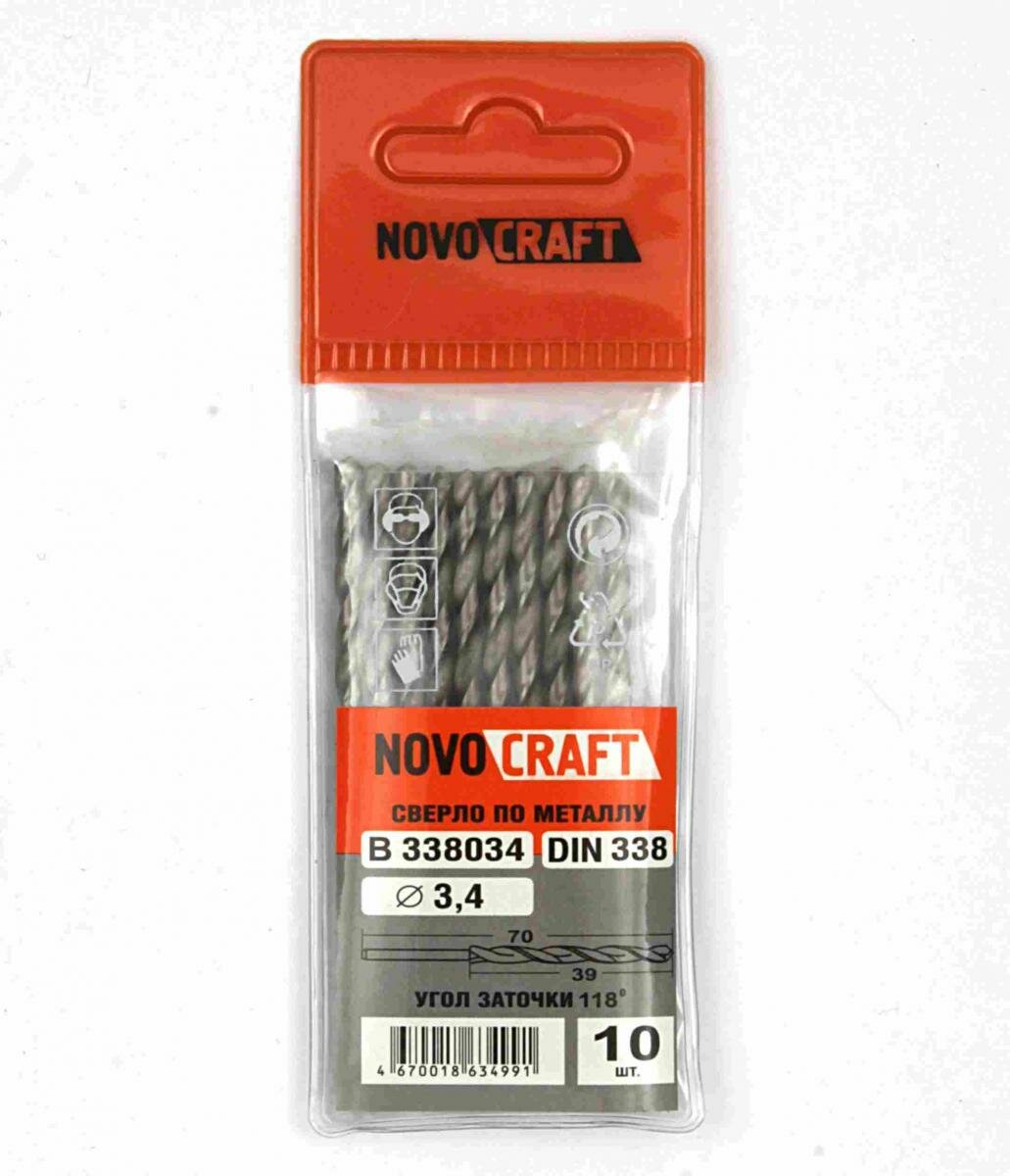 фото Сверло по метaллу 3,4 мм Novocraft Sand средняя серия, DIN 338, уп. 10 шт.