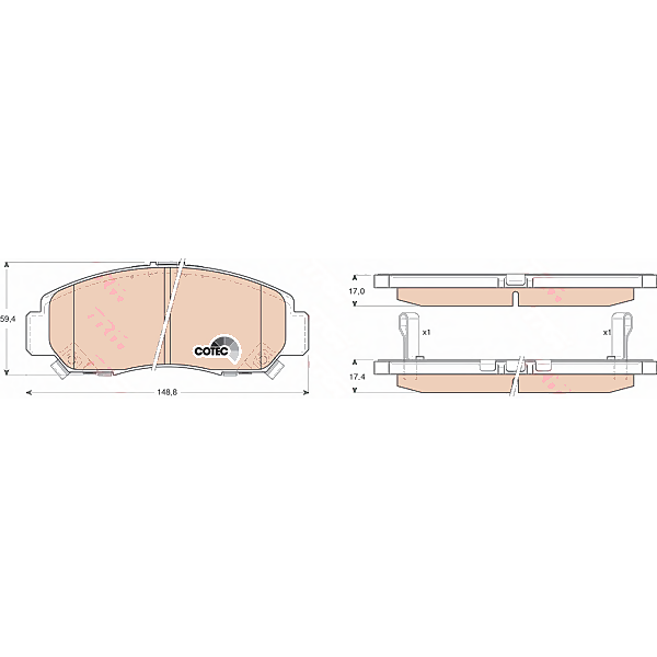 TRW GDB3268 (05P1071 / 06450S6EE50 / 06450S7AE00) колодки пер. Honda (Хонда) Civic (Цивик) 01-05, fr-v 1.7-2.2 05=, stream 1.7-2.0