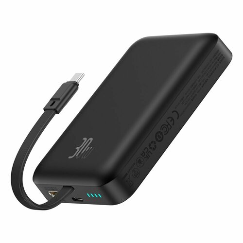 Внешний аккумулятор OS-Baseus Magnetic Mini 10000mAh 30W черный с магнитной зарядкой и встроенным кабелем Type-C (P1002210B113-00