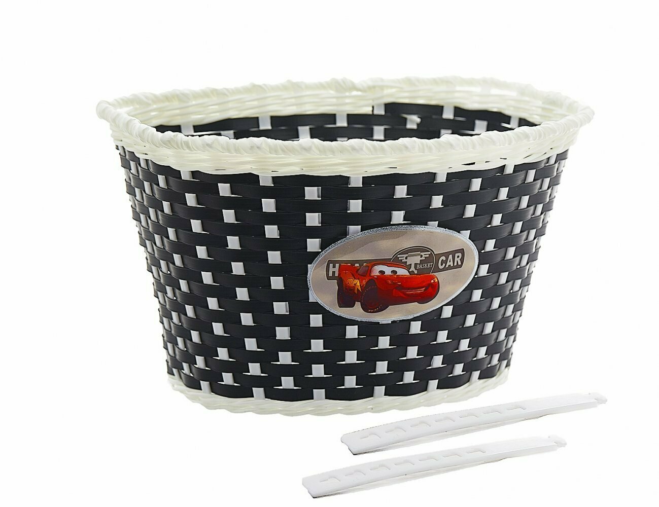 Корзина велосипедная детская 24х16,5х15,5см пластмассовая универсальное крепление на руль 2-мя ремешками, черная