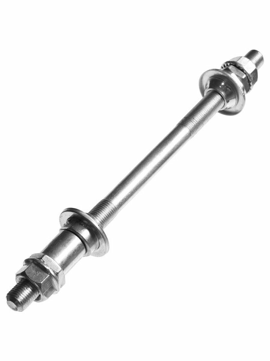 Ось задняя втулки колеса велосипеда Cr-Mo с конусами 2319A, под гайку 175mm, 3/8" серебристая