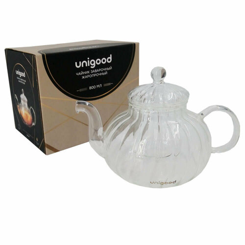 Чайник заварочный Unigood 800 мл стеклянный с фильтром 1150₽