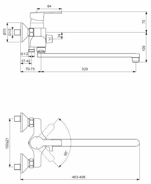 Смеситель для ванны и душа Vidima Уно BA320AА с аксессуарами, хром — фото 1