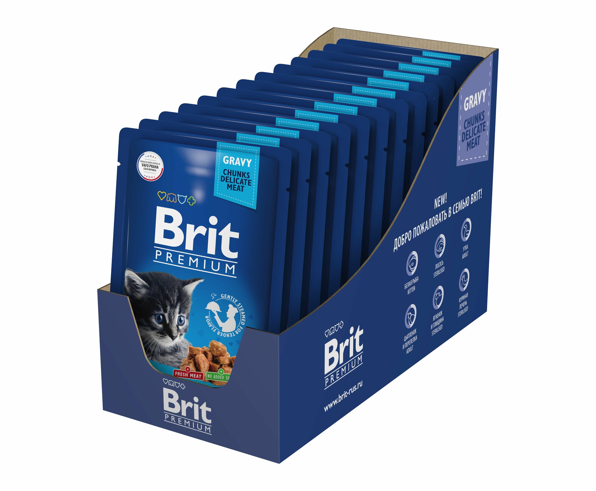 Brit Premium пауч для котят (кусочки в соусе) Курица, 85 г. упаковка 14 шт