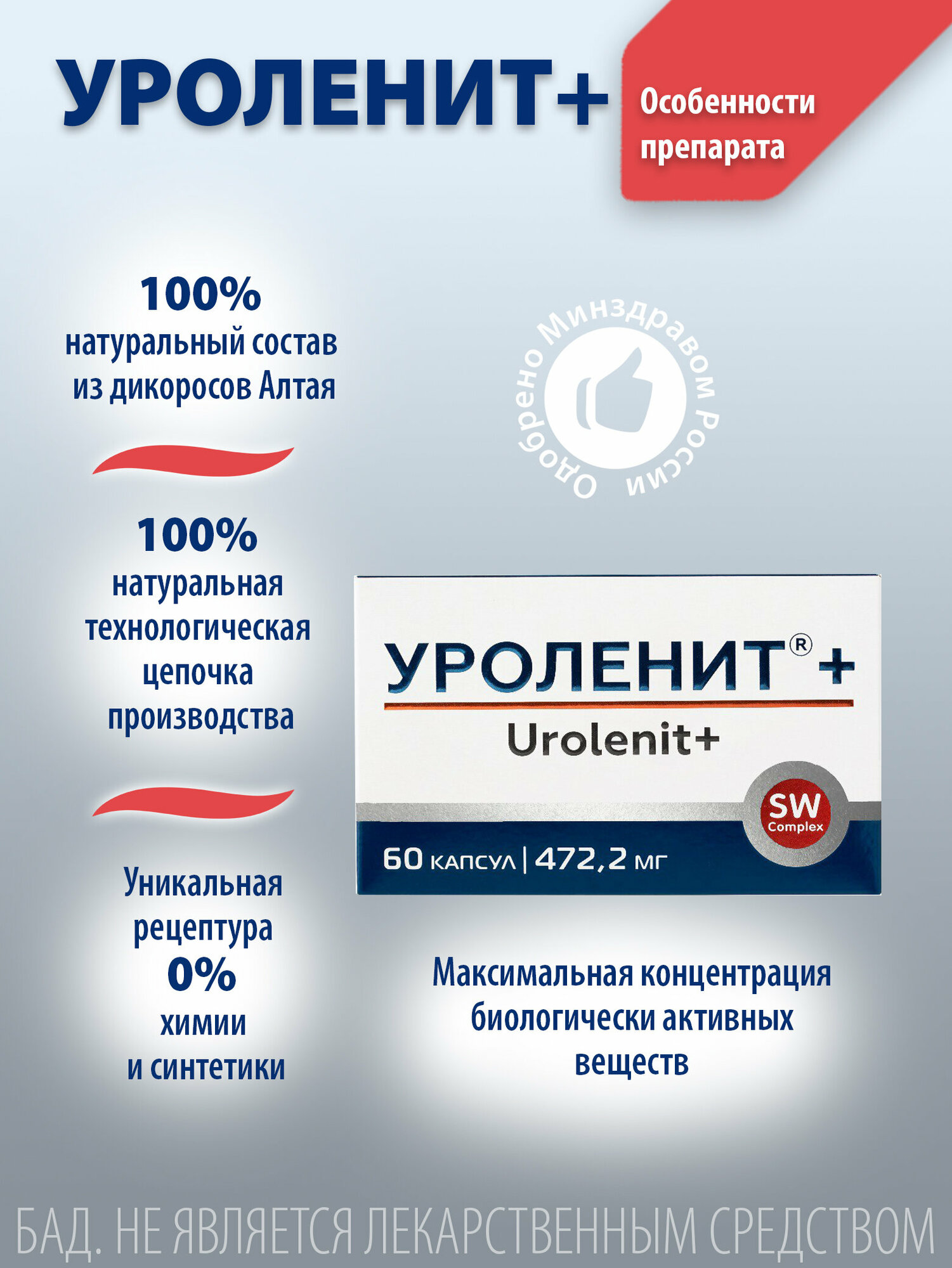 Изображение Уроленит + для мочеполовой системы, 60 капсул 472, 2 мг