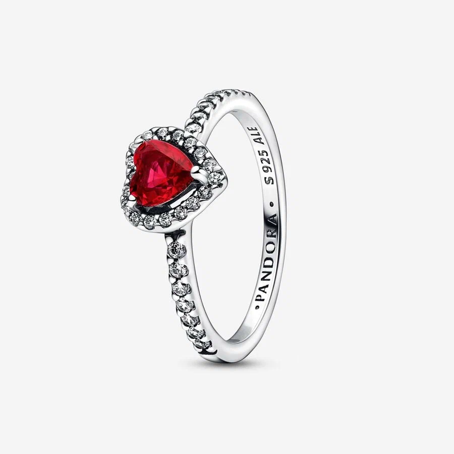 Кольца PANDORA"Red Heart" 15.5 серебристо-красный