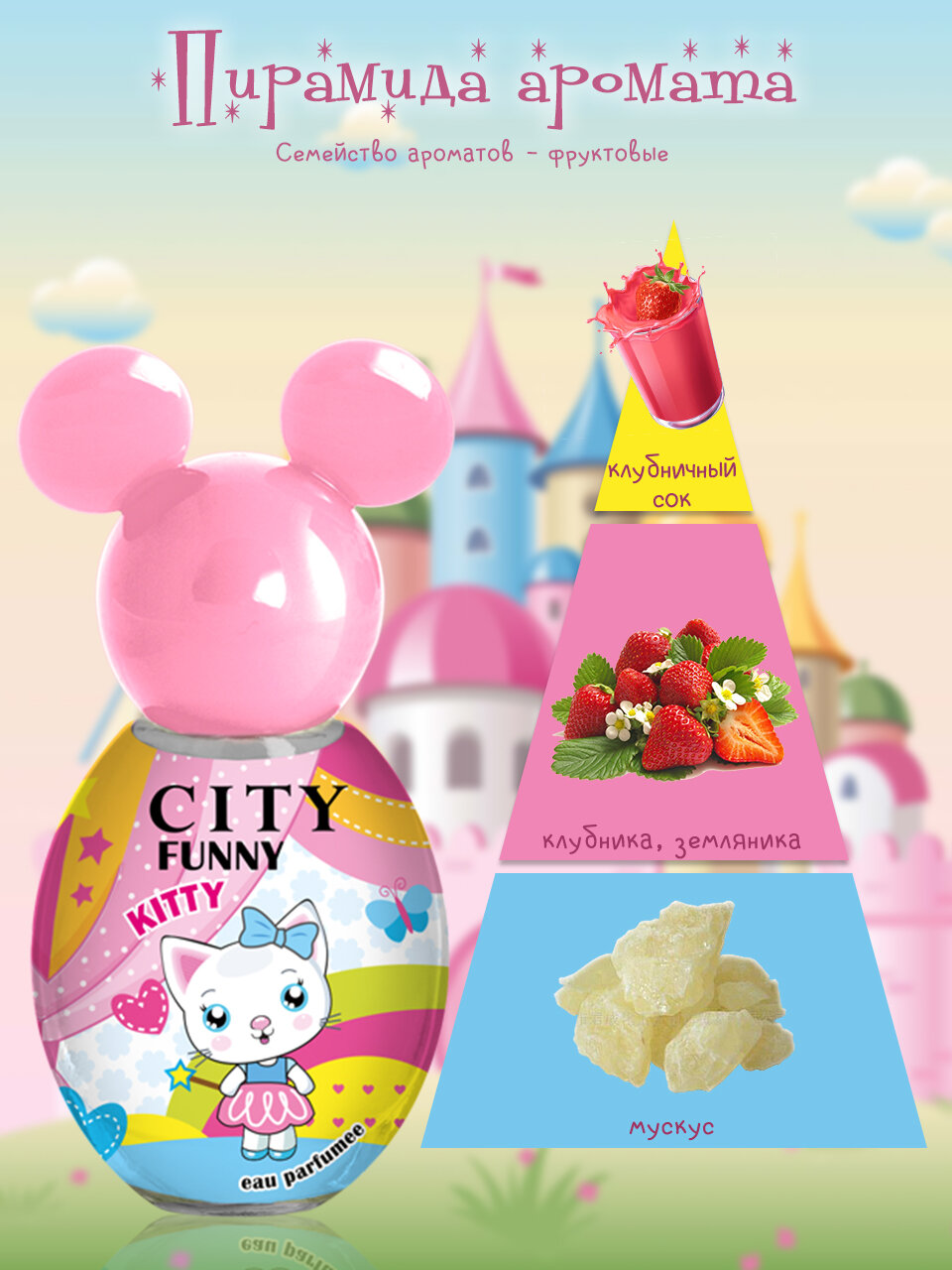 City Funny Kitty, Сити Фани Кити, для детей, душистая вода, для девочек, сахарная клубника,