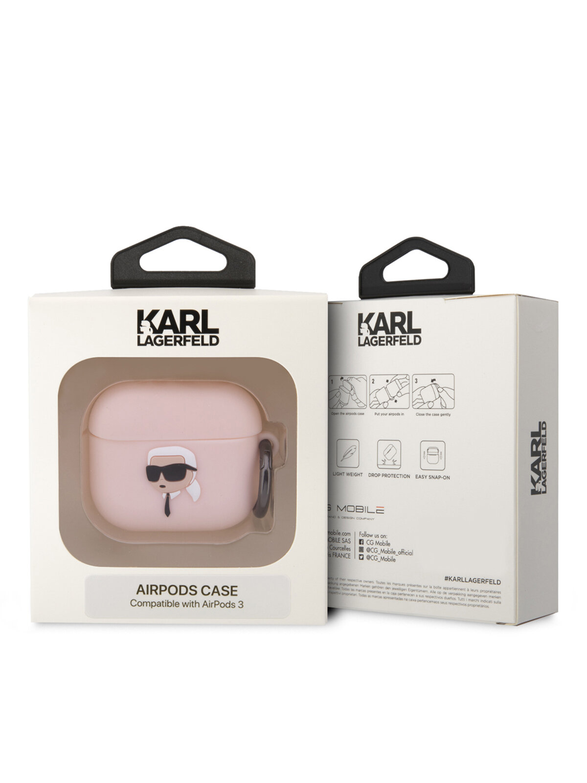 Lagerfeld для Airpods 3 чехол Silicone case with ring NFT 3D Karl Pink — фото 1
