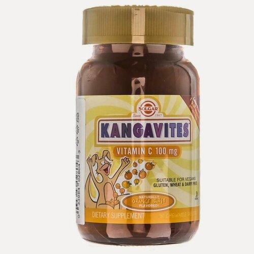 Изображение товара Солгар кангавитес С витамином С со вкусом апельсина ТАБ. Для детей 100МГ №90(БАД)