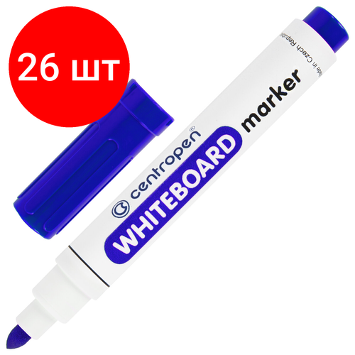 Комплект 26 шт, Маркер стираемый для белой доски голубой, CENTROPEN Dry-Wipe, 2.5 мм, 8559, 5 8559 0117