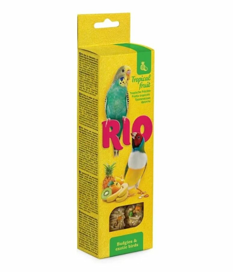 RIO Лакомство для волнистых попугаев и экзотов с Тропическими фруктами, 80 г, 3 уп