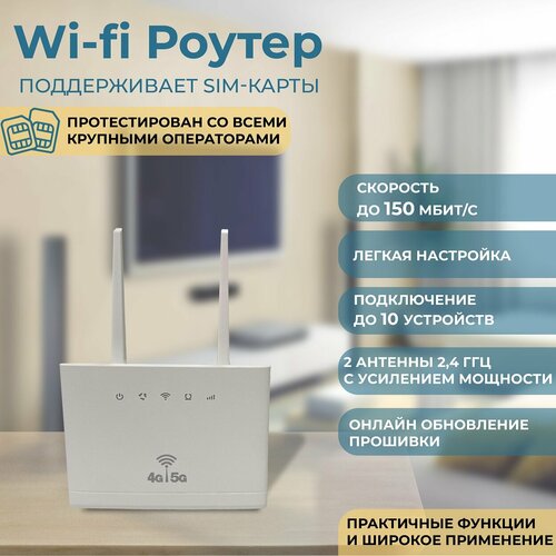 Точка доступа WIFI роутер 4G/5G wi fi роутер с поддержкой сим карт 4g lte cpe с двумя внешними антеннами цветной дисплей порт wan lan 2 4ггц сим 100гб в мес