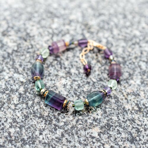 Браслет Diana Savitskaya, флюорит, размер 18.5 см, фиолетовый, лиловый