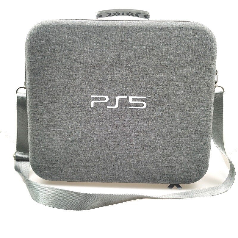 Сумка для перевозки и хранения игровой приставки Sony PlayStation 5 (PS5) и двух геймпадов, cерый