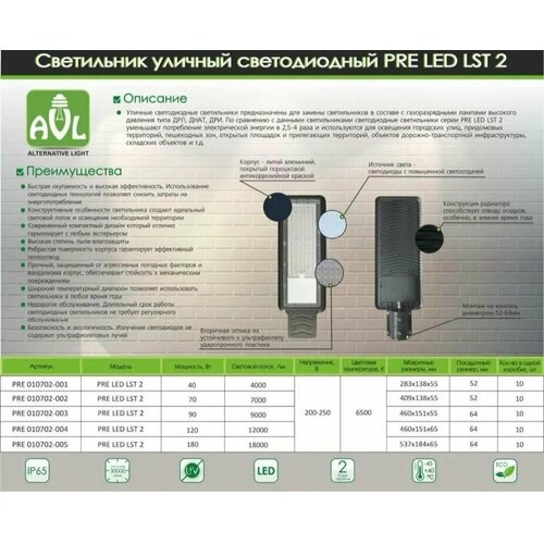 Светильник светодиодный уличный консольный 90 вт Свет-к сд уличный PRE LED LST 2 90W 6500K 30 2750₽