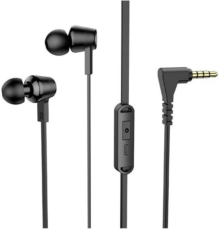 HOCO M86/ Наушники + микрофон/ Кнопка ответа/ 1.2м/ 3.5 mm jack/ Black