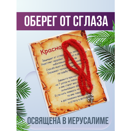 Браслет-нить металл 1 шт размер 30 см размер one size диаметр 15 см красная нить 162₽