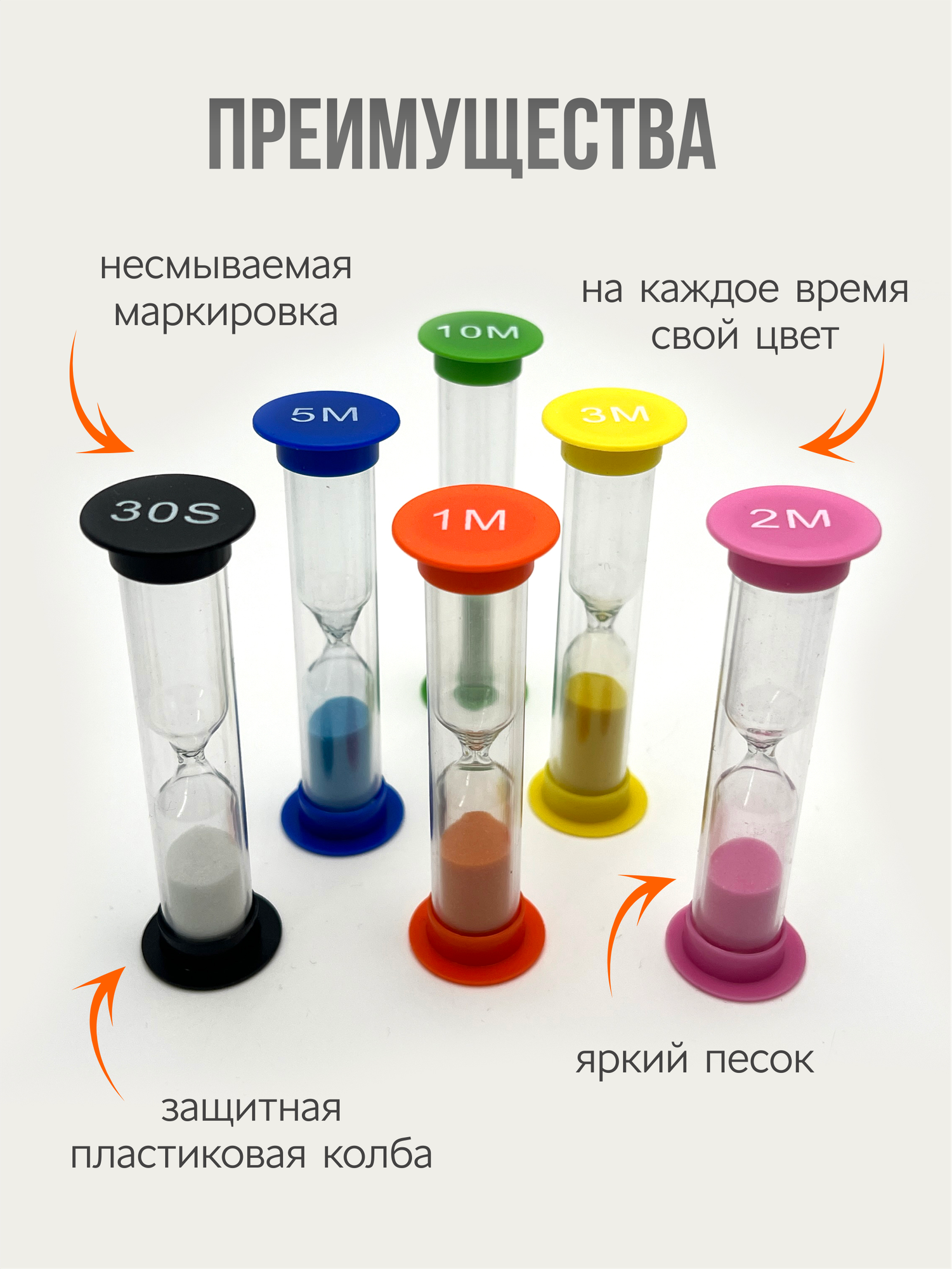 Набор песочных часов для чистки зубов, часы детские игровые, песочные часы для бани, 6 шт