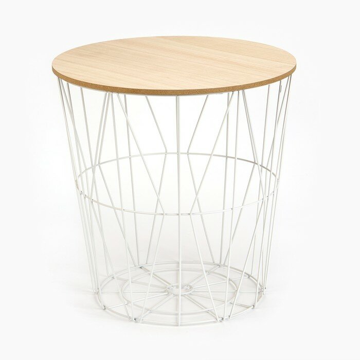 фото Столик журнальный "Корзинка", белый, 40 х 40,5 см