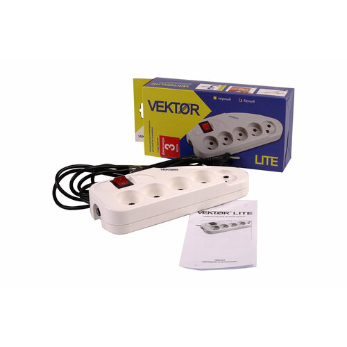 Сетевые фильтры Vektor Сетевой фильтр Vektor LITE 22кВт светло-серый 3м для бытовой техники бз 560₽