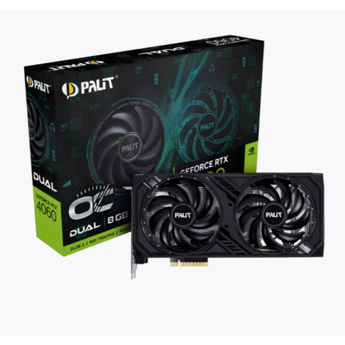 Видеокарта Palit PCI-E 40 RTX4060 DUAL OC NVIDIA GeForce RTX 4060 8192Mb 128 GDDR6 183017000 HDMIx1 DPx3 HDCP Ret 3890000₽