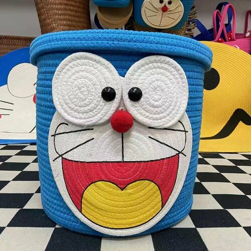 Корзина для хранения одежды вещей игрушек плетеная с крышкой, синяя