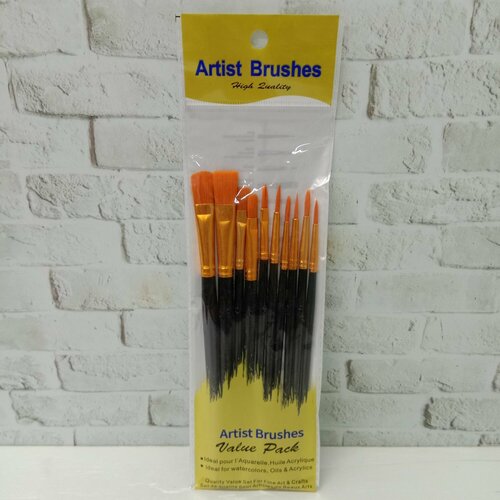 Кисти набор 10 шт Синтетика INTELLIGENT DD-64 черная 440₽