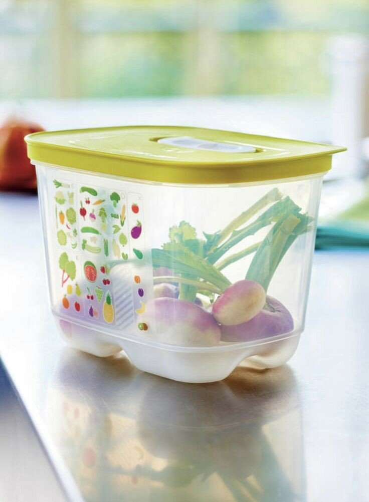 Tupperware Контейнер "Умный холодильник" высокий 1800 мл, 14x19 см, прозрачный/зеленый