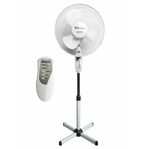 Вентилятор напольный Sakura SA-16G с пультом Ду таймер белый 498500₽