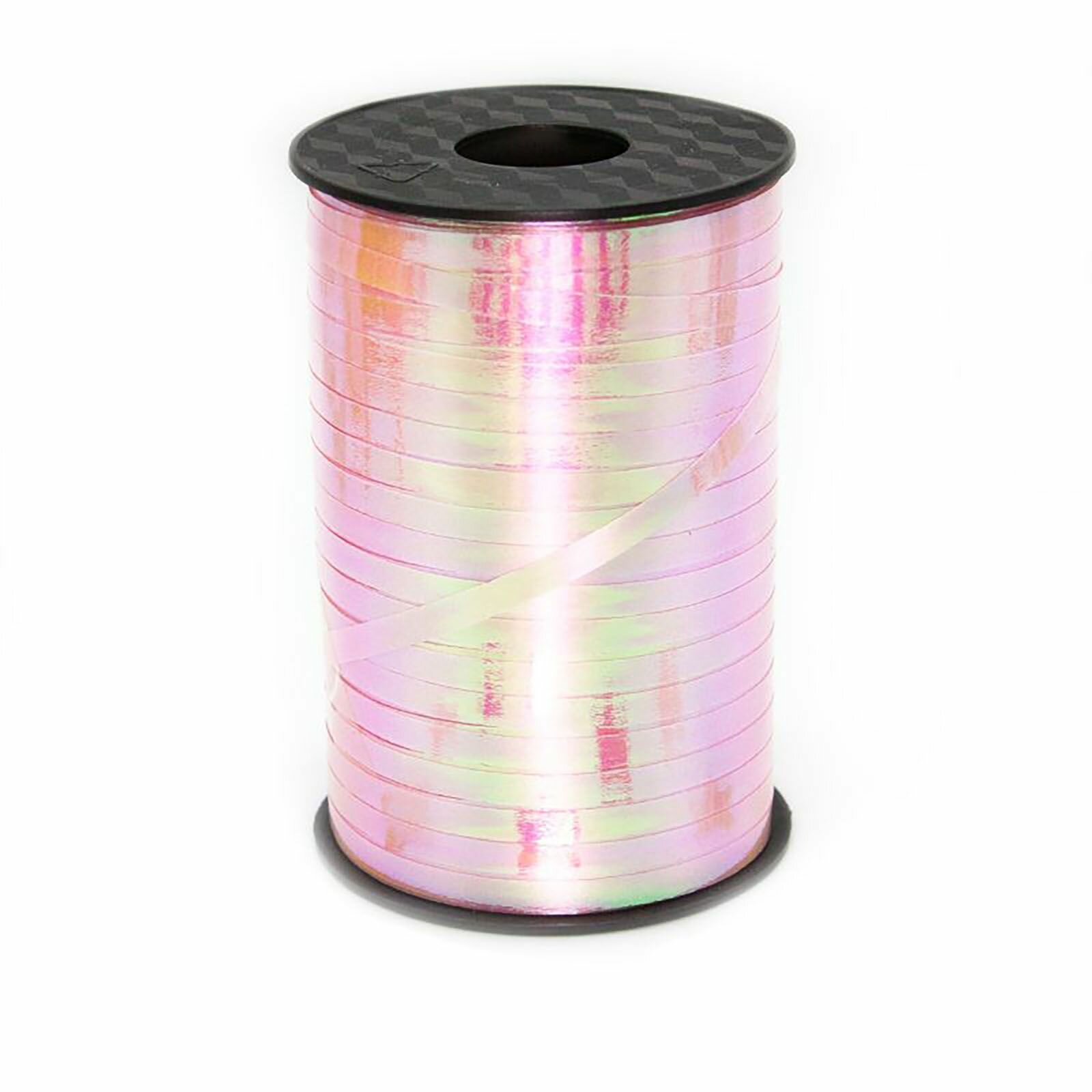 Лента для шаров и подарков, Светло-розовая голография, 0,5 см * 400 м
