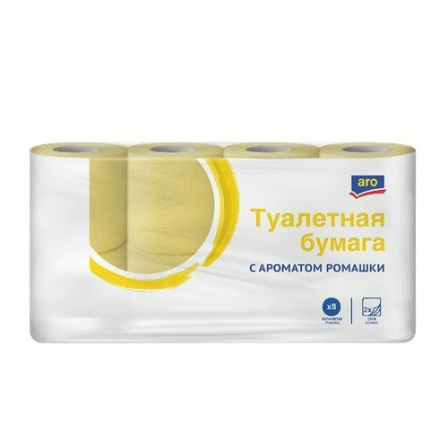 Aro Туалетная бумага ромашка 2-слойная 8 рулонов 470₽