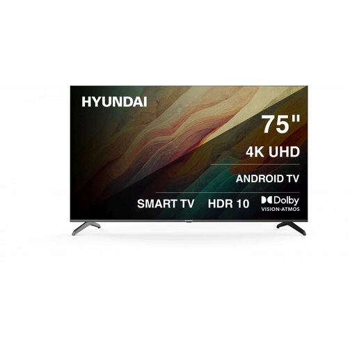 Телевизор LED Hyundai 75 H-LED75BU7009 Android TV Frameless черный 4K Ultra HD 60Hz DVB-T DVB-T2 DVB-C DVB-S DVB-S2 USB WiFi Smart TV 8773000₽