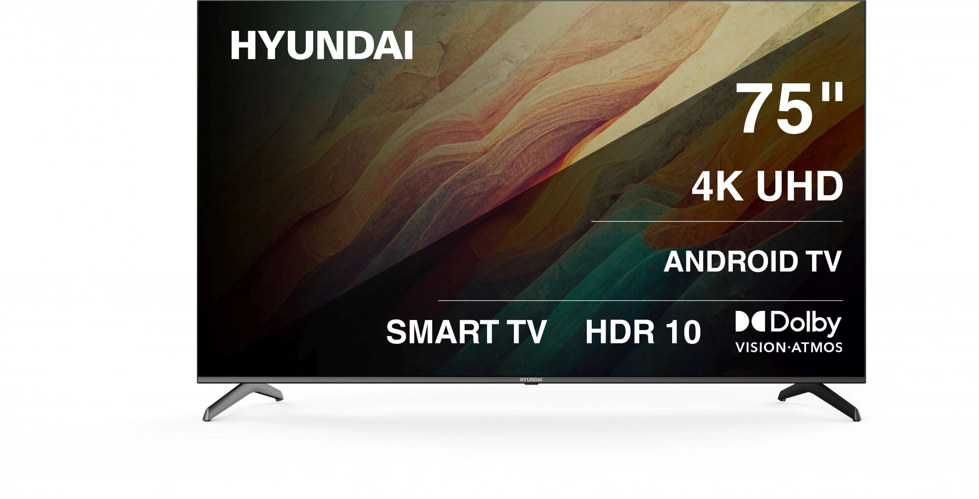 Телевизор Hyundai LED 75" Android TV Frameless черный 4K Ultra HD 60Hz DVB-T DVB-T2 DVB-C DVB-S DVB-S2 USB WiFi Smart TV H-LED75BU7009